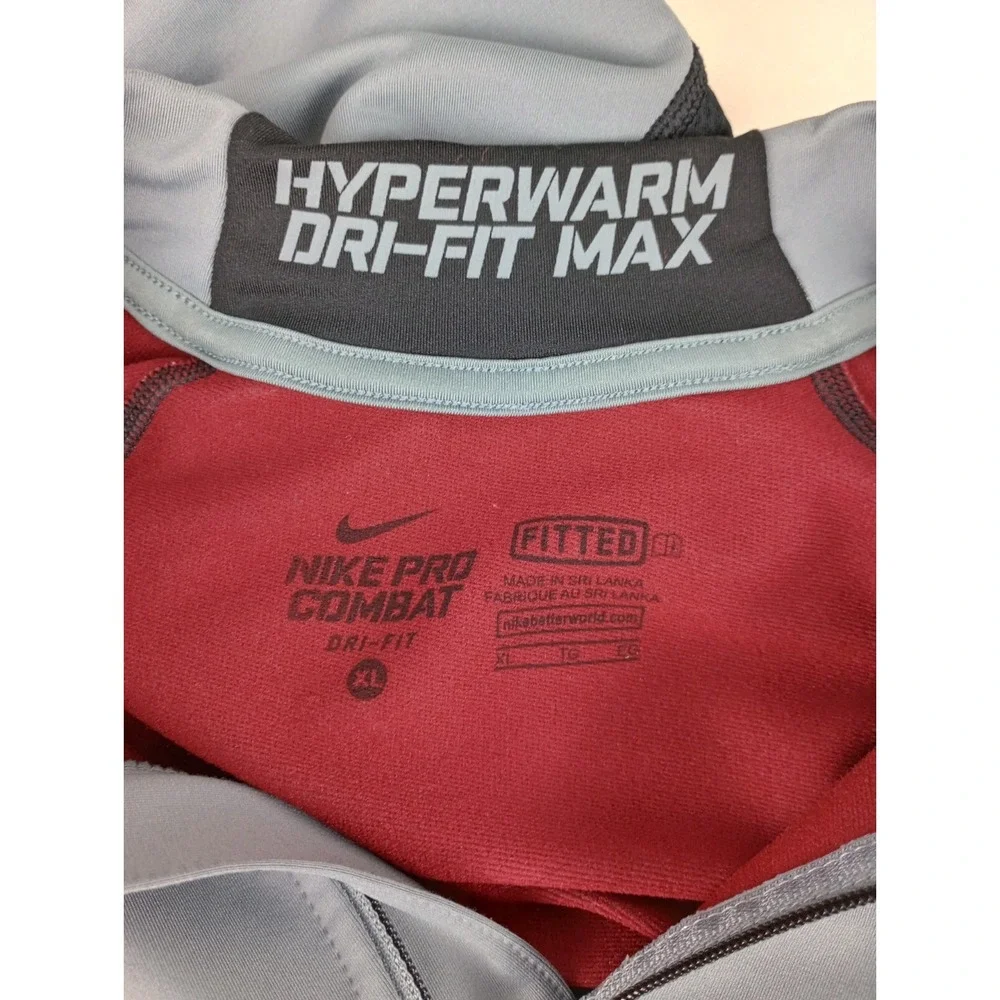 Nike Pro Combat Men's XL Gray Black Long Sleeve Lined Jacket Hyperwarm Fitted